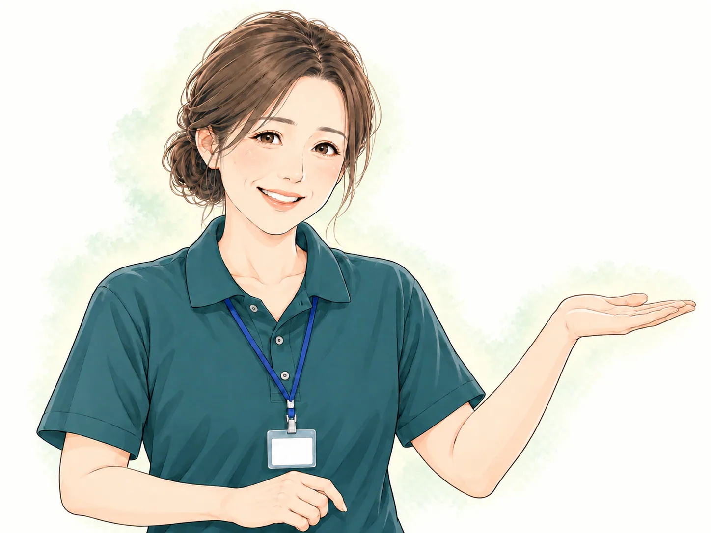 帳票アシストを笑顔で紹介する45歳前後の女性職員